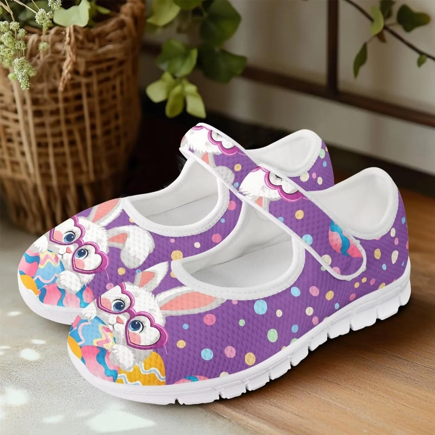 JoyLamoria Womens Comfort Flats Cute Mary Jane Shoes Colorful Dachshund Printed Walking Shoes Ultra Light Wide Fashion Sneakers