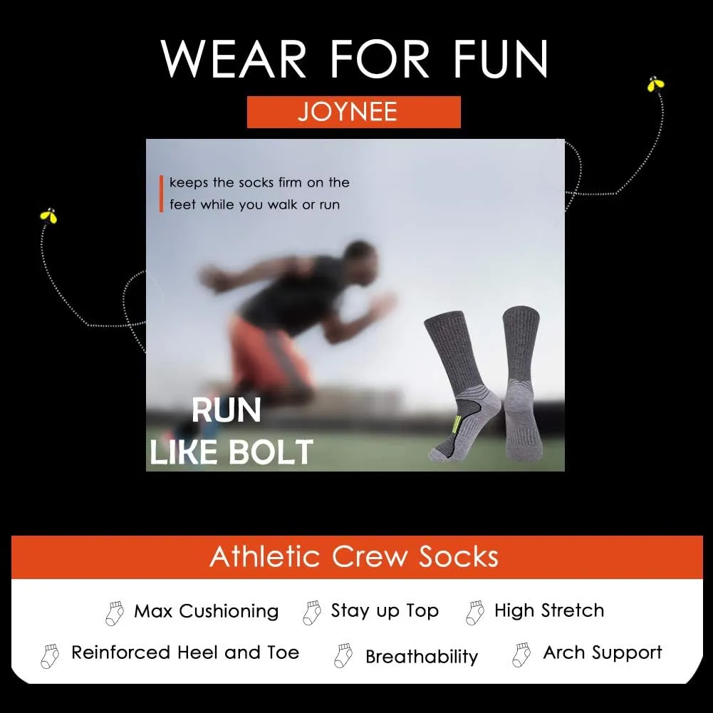 JOYNÉE Mens Athletic Performance Crew Socks for Running and Training 6 Pack