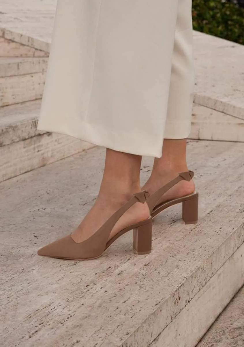Juliet Holy Womens Pumps Pointed Toe Slip on Slingback Cute Bowknot Classic Chunky Block Heels