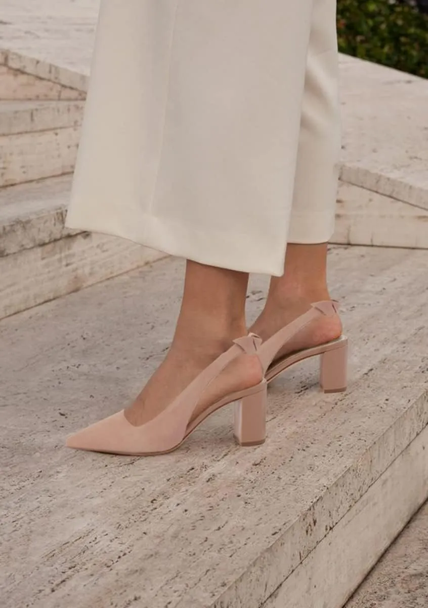 Juliet Holy Womens Pumps Pointed Toe Slip on Slingback Cute Bowknot Classic Chunky Block Heels