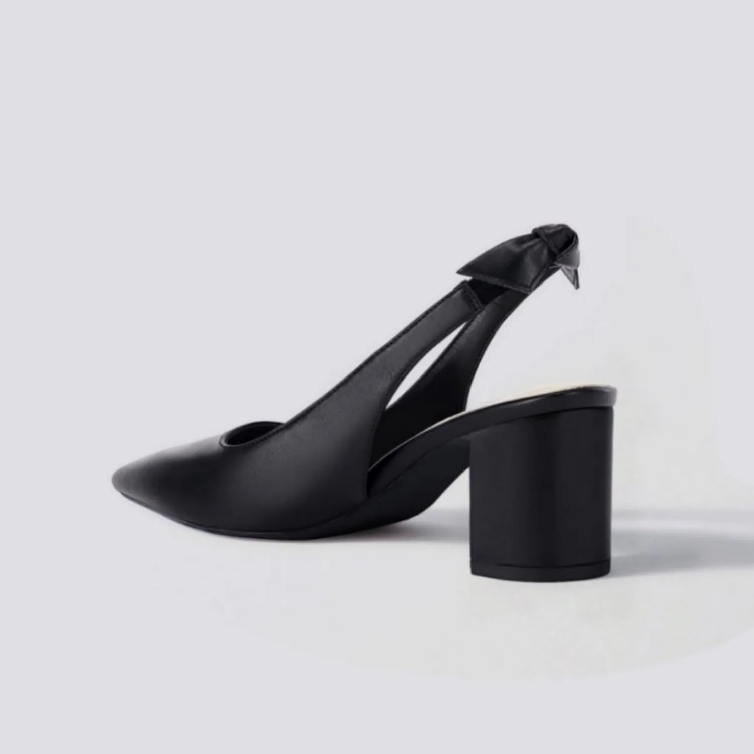 Juliet Holy Womens Pumps Pointed Toe Slip on Slingback Cute Bowknot Classic Chunky Block Heels