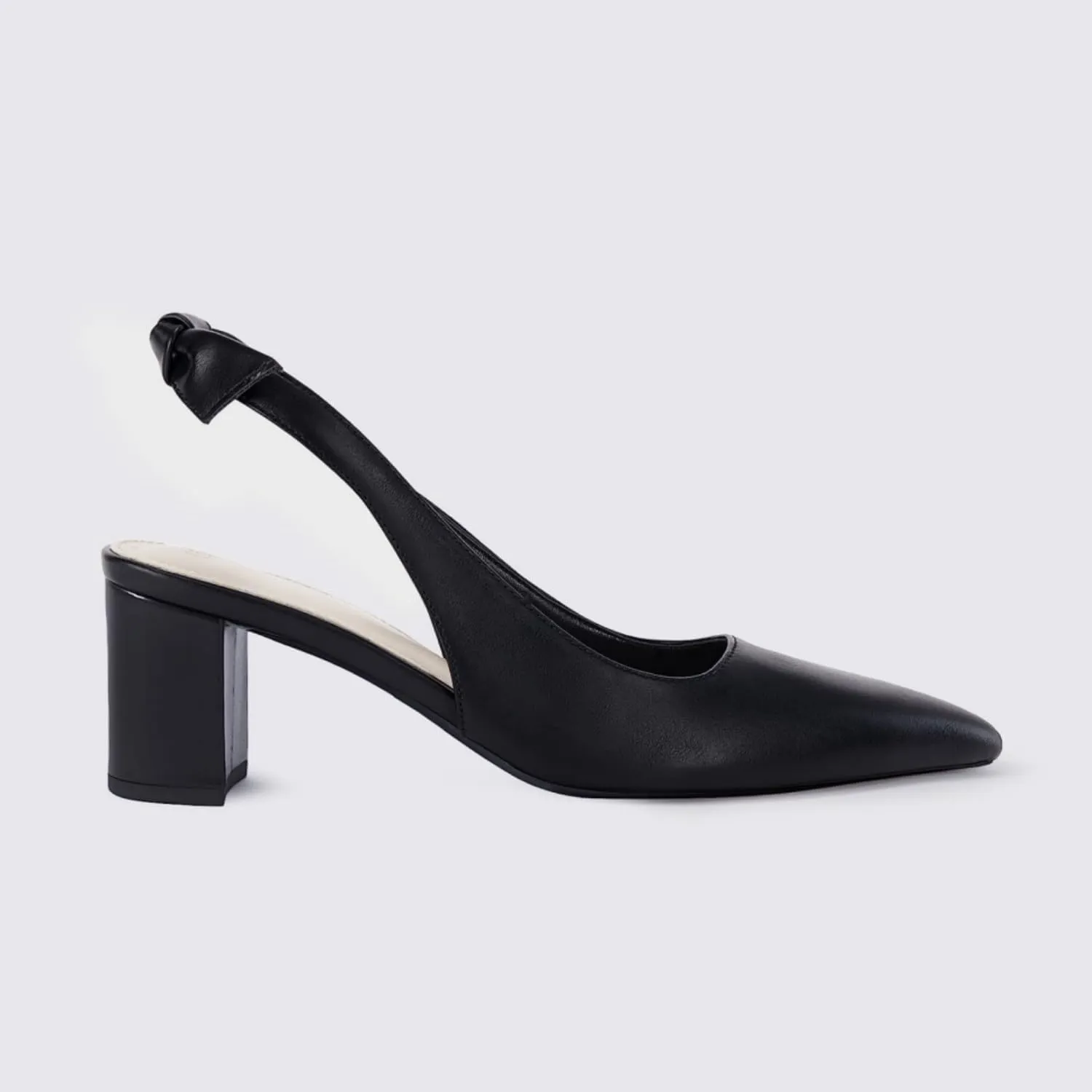 Juliet Holy Womens Pumps Pointed Toe Slip on Slingback Cute Bowknot Classic Chunky Block Heels