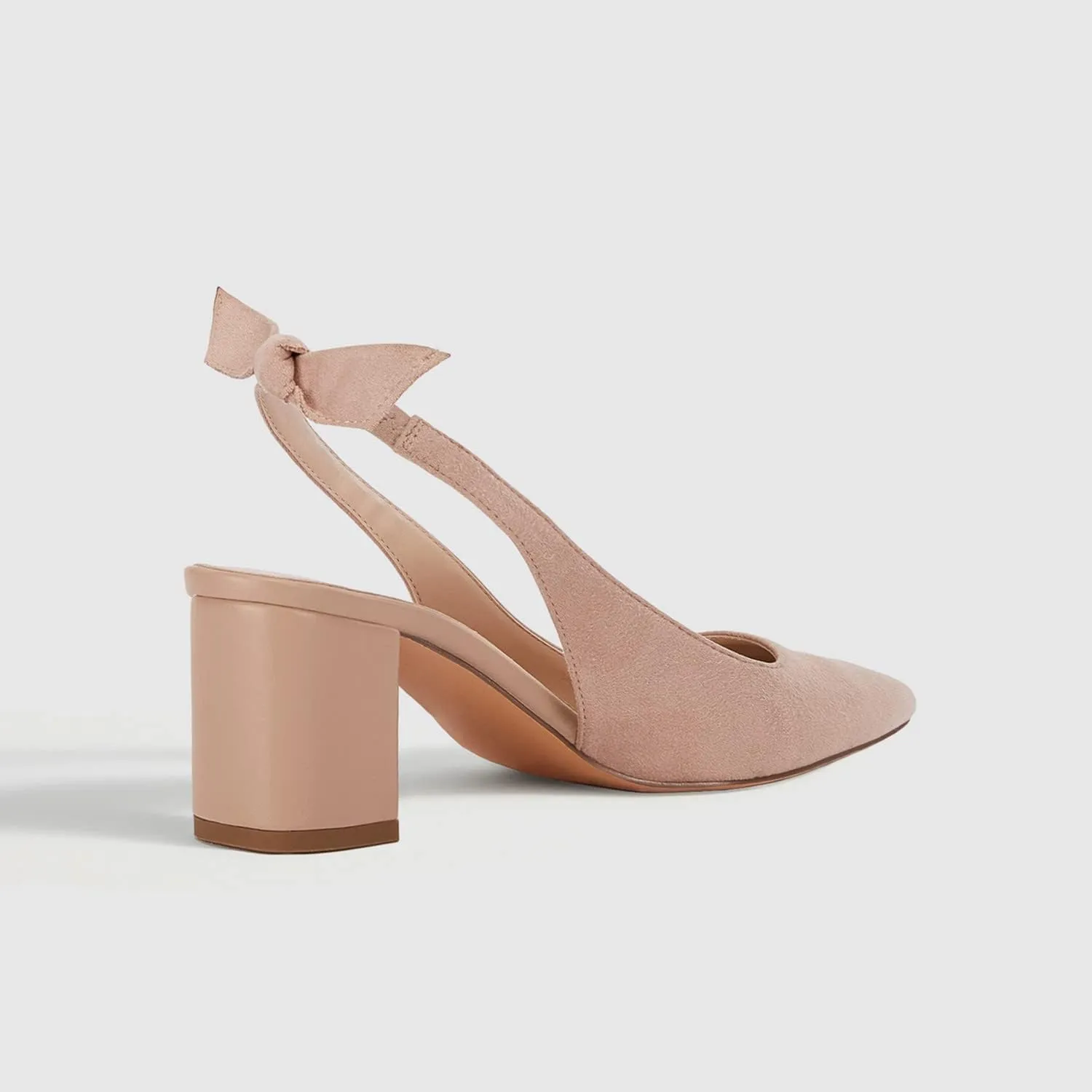 Juliet Holy Womens Pumps Pointed Toe Slip on Slingback Cute Bowknot Classic Chunky Block Heels