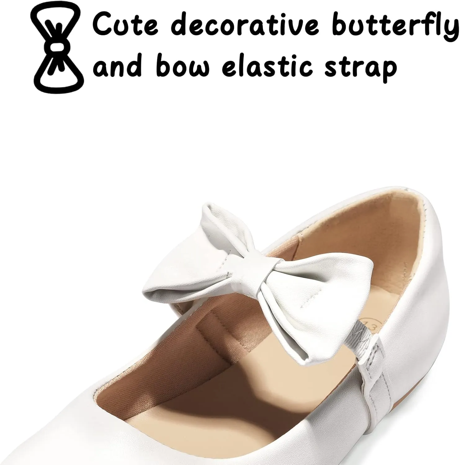 K KomForme Girls Ballet Flats Front Bow Elastic Strap Mary Jane Ballerina Slip On Princess School Dress Shoes (Toddler/Little Kid/Big Kid)