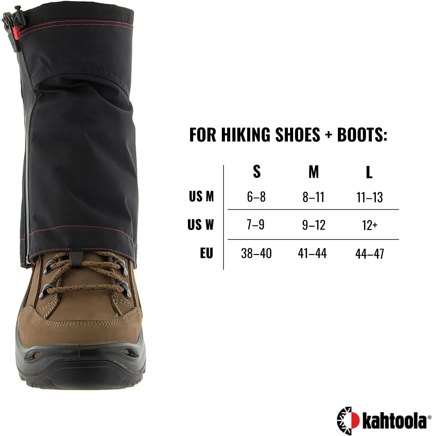 Kahtoola LEVAgaiter Mid GTX Gaiters, Waterproof Gore-TEX Shoe & Boot Protection for Mountaineering, Off-Trail Hiking in Mud, Snow & Ice