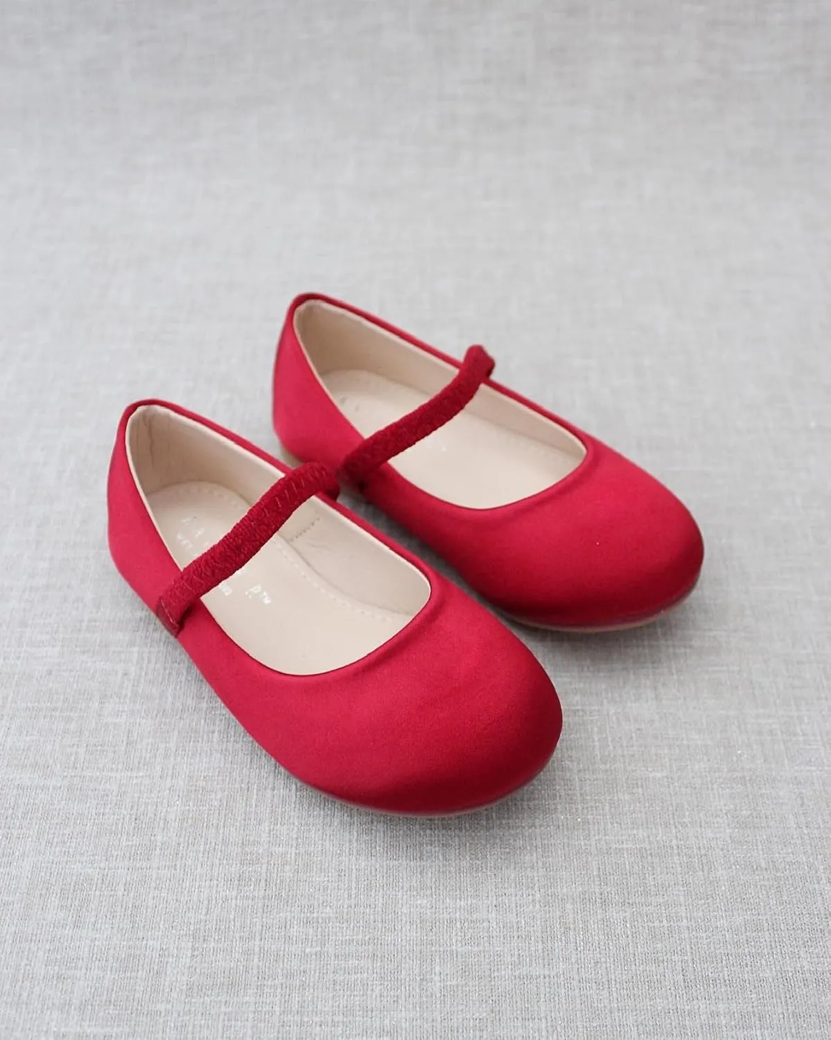 KAILEE P Girls Satin Mary Jane Flats