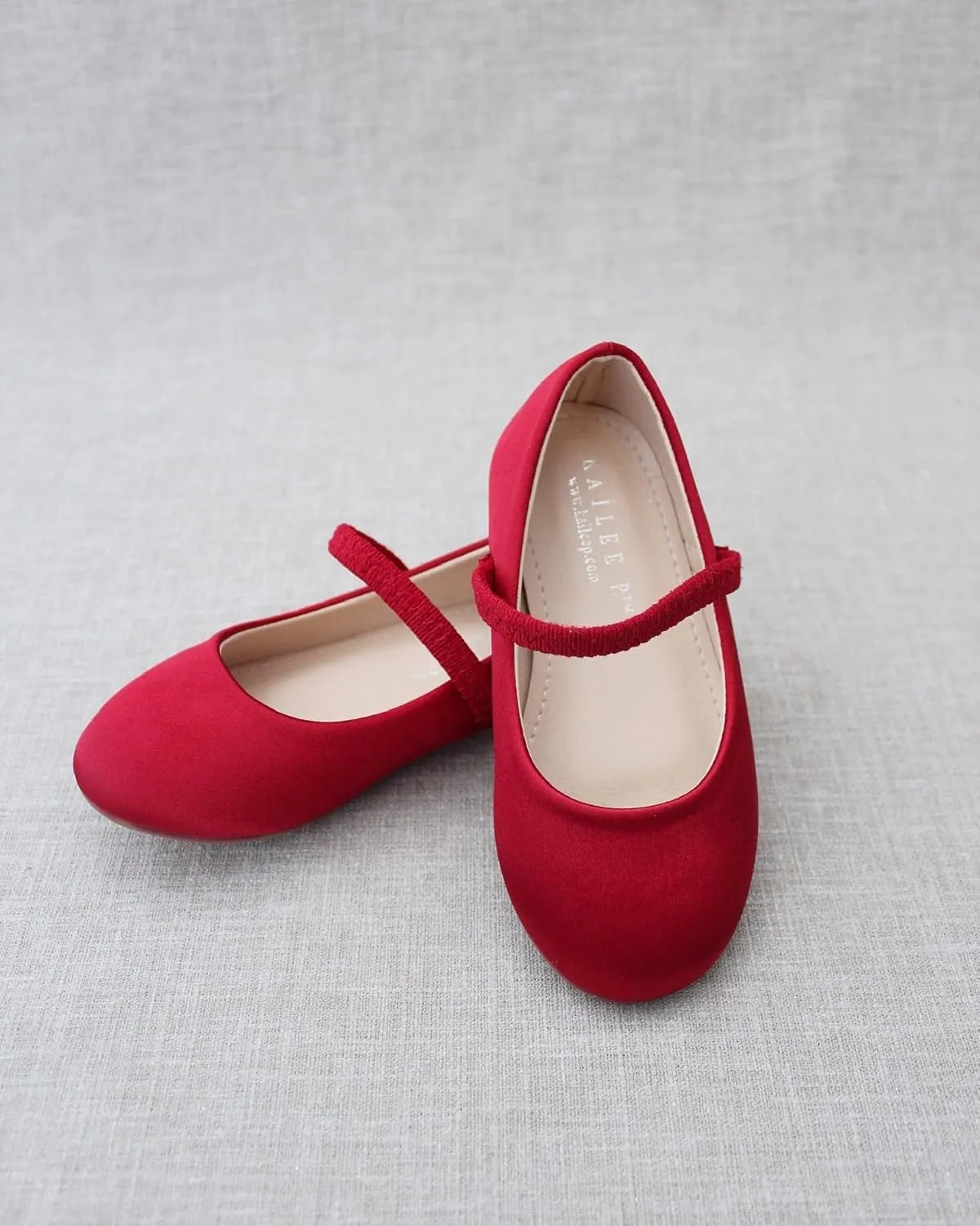 KAILEE P Girls Satin Mary Jane Flats