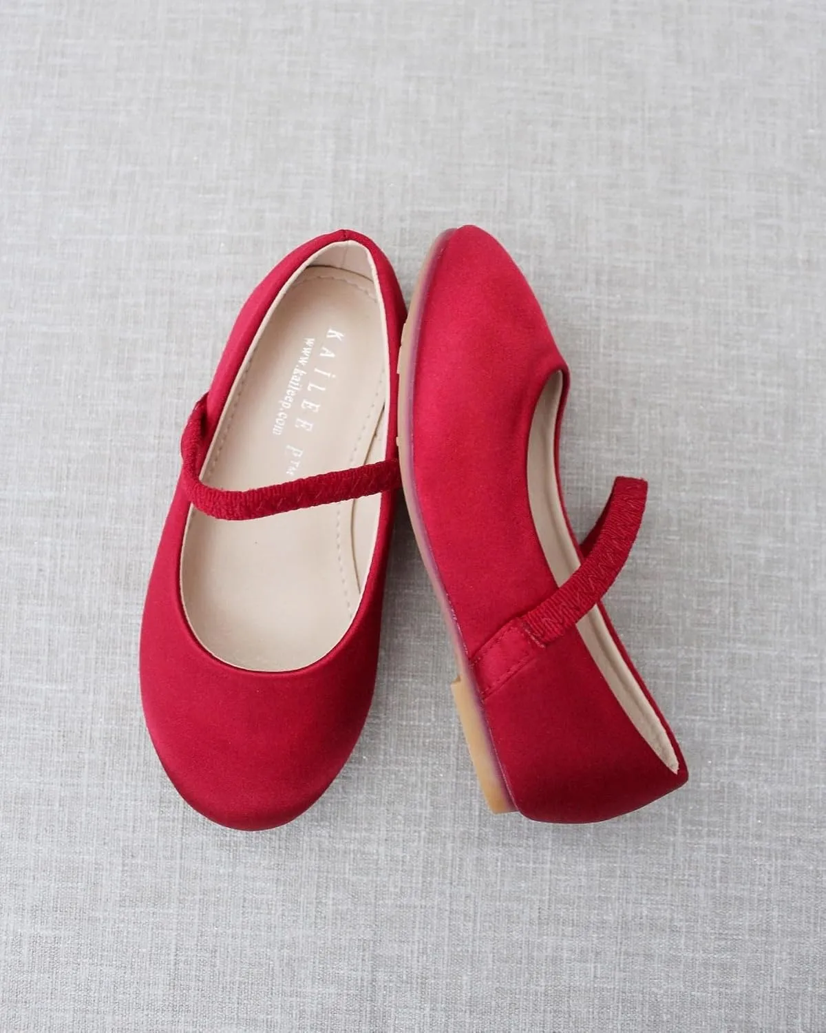 KAILEE P Girls Satin Mary Jane Flats