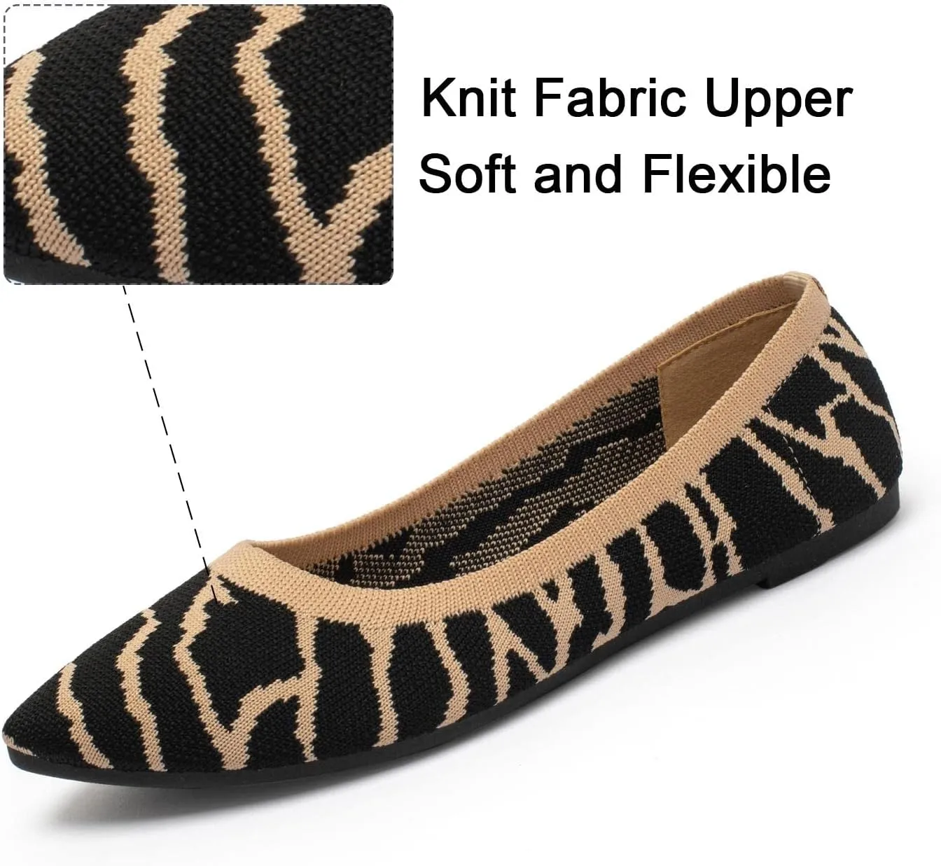 katliu Women's Flats Knit Comfort Pointed Toe Ballet Flats Shoes Casual Slip On Shoes
