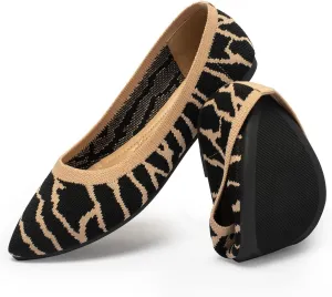 katliu Women's Flats Knit Comfort Pointed Toe Ballet Flats Shoes Casual Slip On Shoes
