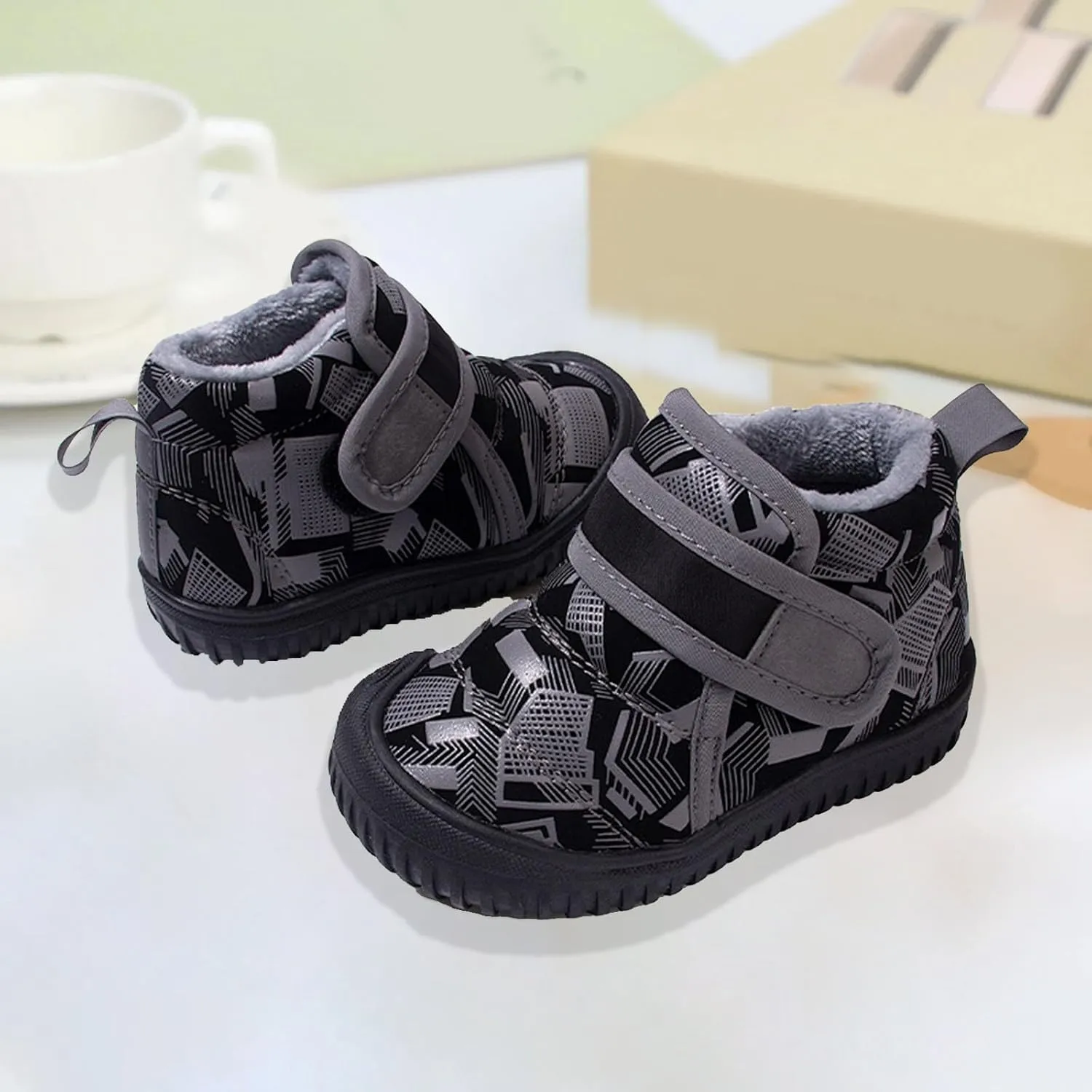 Kids Fuzzy Snow Sport Shoes F𝘂r Lined Open Toe Non Slip Shoes Boys Girls Outdoor Ski Cotton Booties Fashion Loafers
