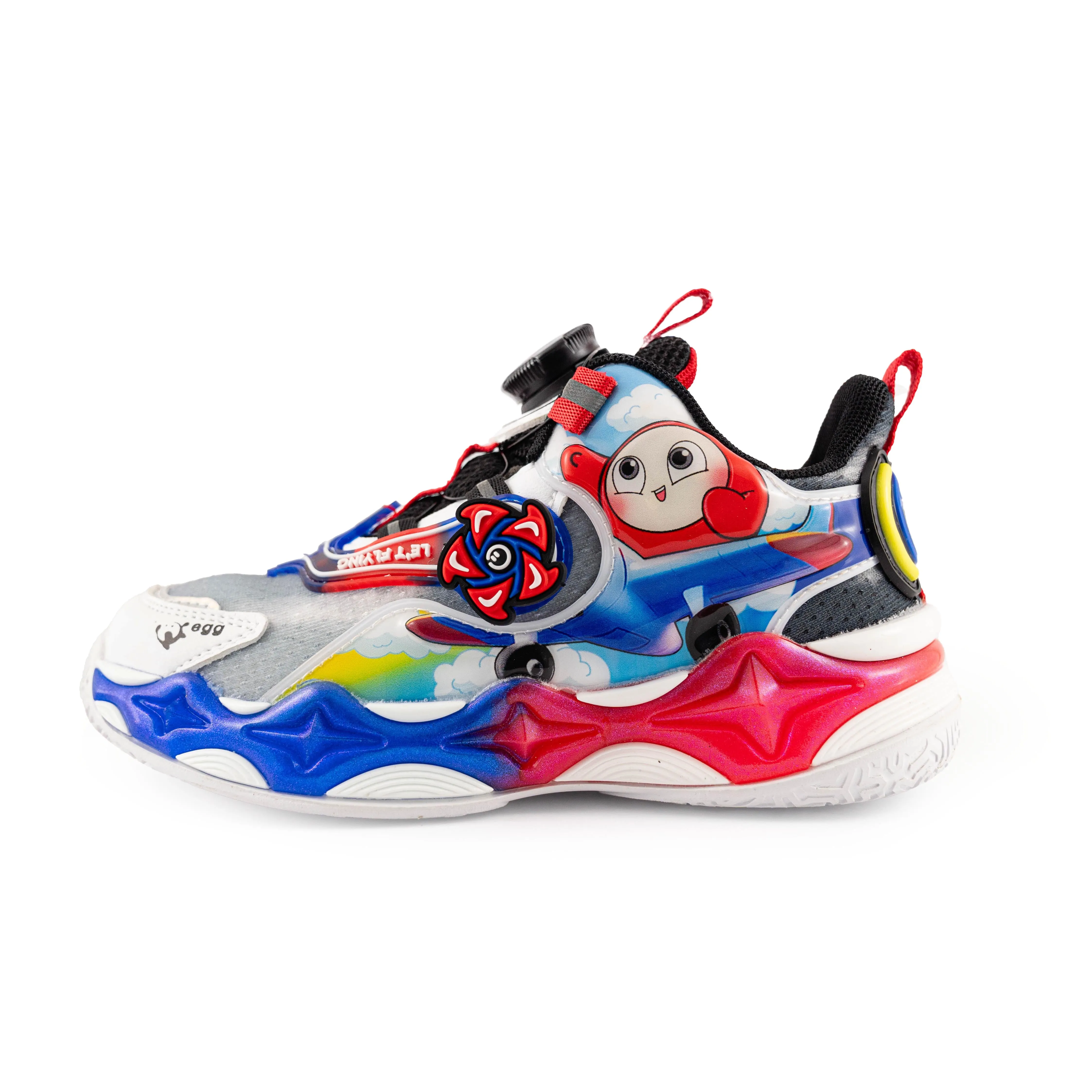 Kids' LED Sneakers with Rotating Buckle and Flywheel – H601 Red