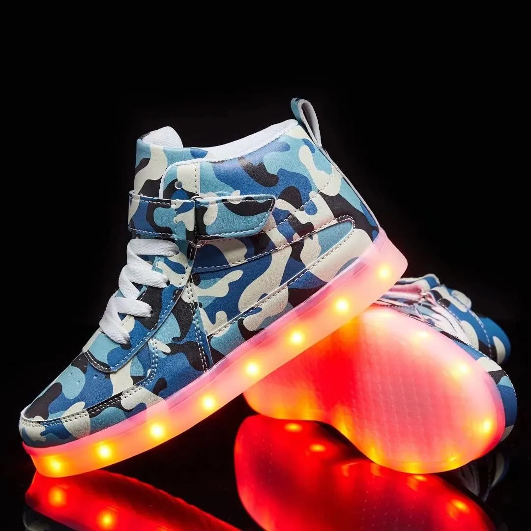 Kids Light Up Shoes with USB Charging Flashing LED Sneakers High Top Luminous Dancing Shoe for Boys and Girls Child Unisex