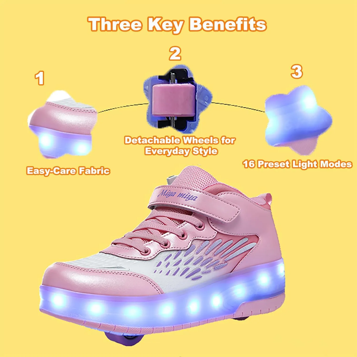 Kids Roller Shoes - Upgraded High-top Sneakers 2 Wheels 16 LED Colorful Model Rechargeable Boys Girls Sneaker Retractable Skateboarding Shoes for Beginner Party Birthday Christmas Best Gift
