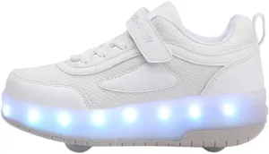 Kids Roller Shoes with Wheels Rechargeable LED Sneaker for Christmas Birthday Kids Gift Size 6.5 Big Kid
