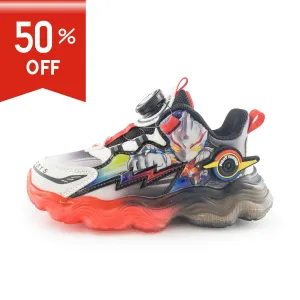 Kids' Superhero Rotary buckle LED Sneakers – 722 Black Red