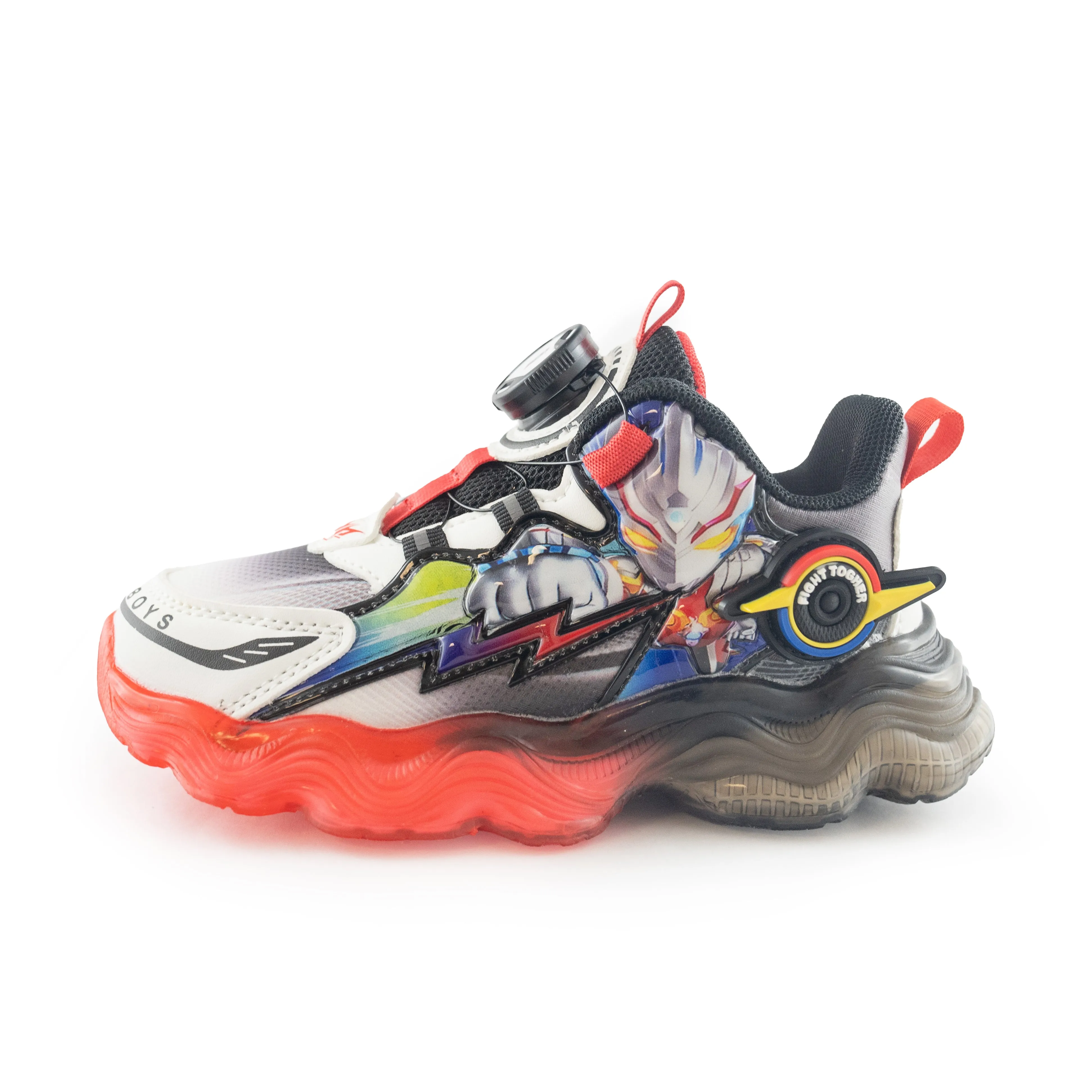 Kids' Superhero Rotary buckle LED Sneakers – 722 Black Red
