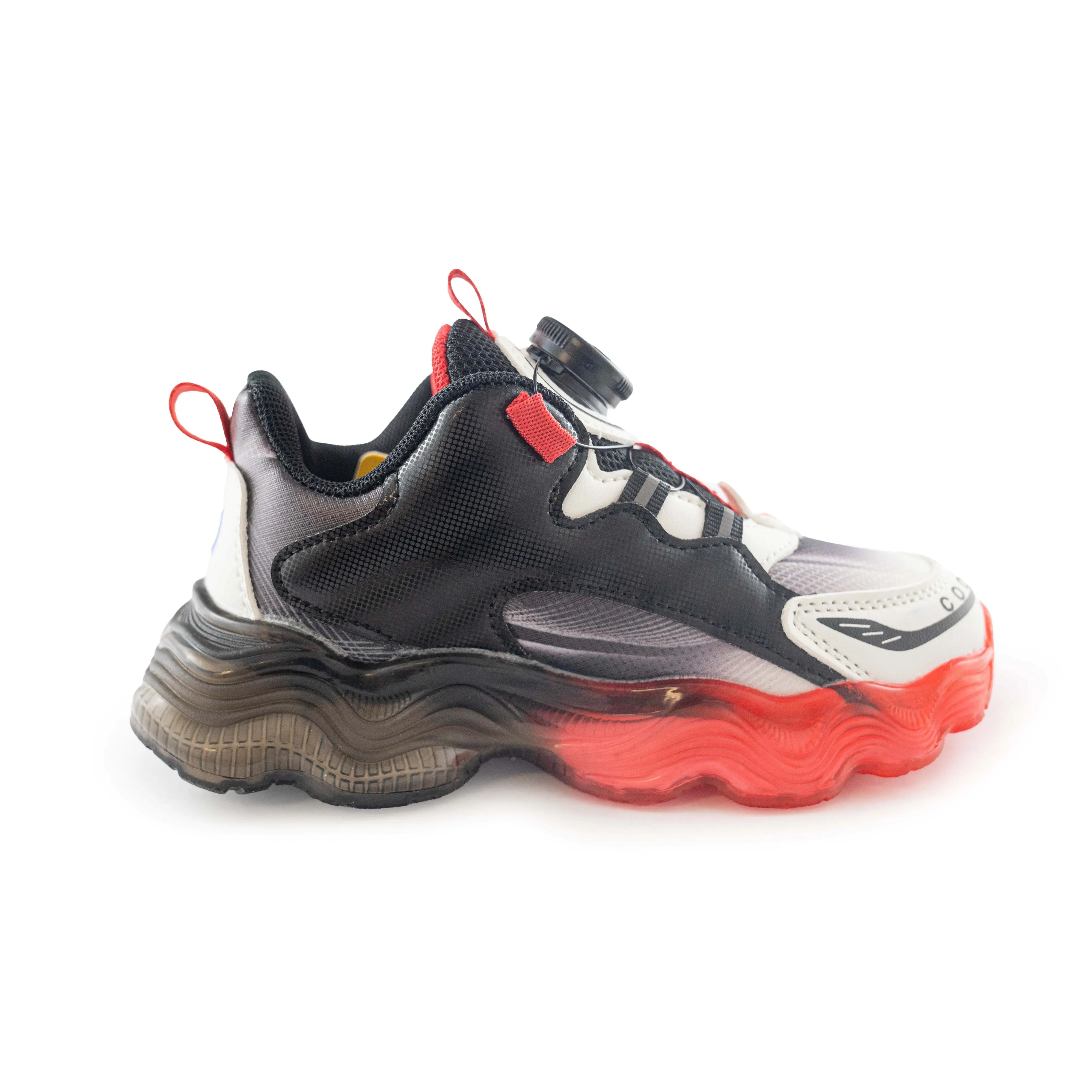Kids' Superhero Rotary buckle LED Sneakers – 722 Black Red