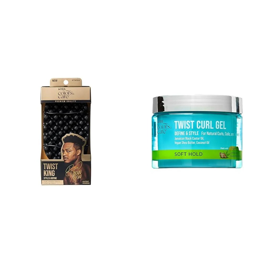 KISS Colors & Care Twist King Premium Twist Tool & Twist Curl Gel, Long-Lasting Durable, 2X Longevity, Defines Twists, Moisturizing & Promotes Hair Growth