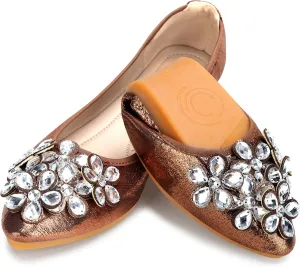 KUNWFNIX Women Ballet Flats Rhinestone Wedding Ballerina Shoes Foldable Sparkly Comfort Slip on Flat Shoes