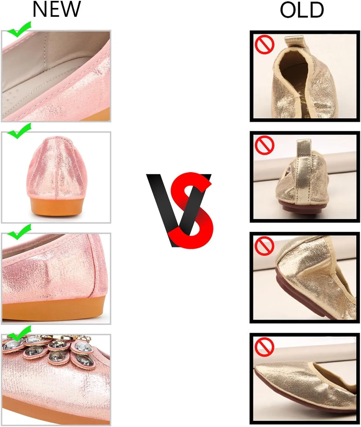KUNWFNIX Women's Ballet Flats Foldable Classic Crown Rhinestone Slip On Flowers PU Leather Pointed Toe Comfort Flat Casual Dress Shoes