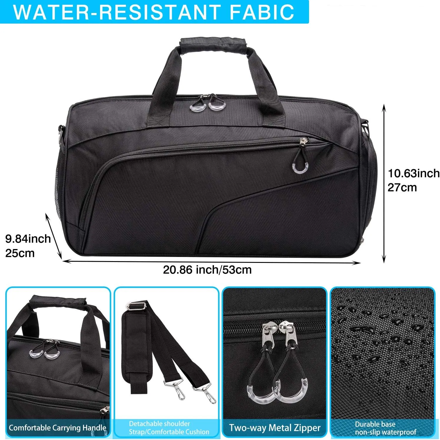 Kuston Sports Gym Bag with Shoes Compartment &Wet Pocket Gym Duffel Bag Overnight Bag for Men and Women