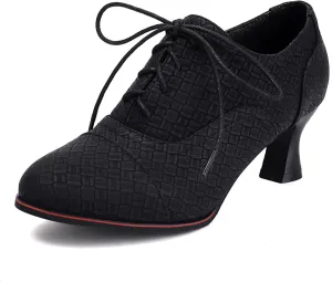 Lace Up Shoes Kitten Heel Women Brogue Oxford