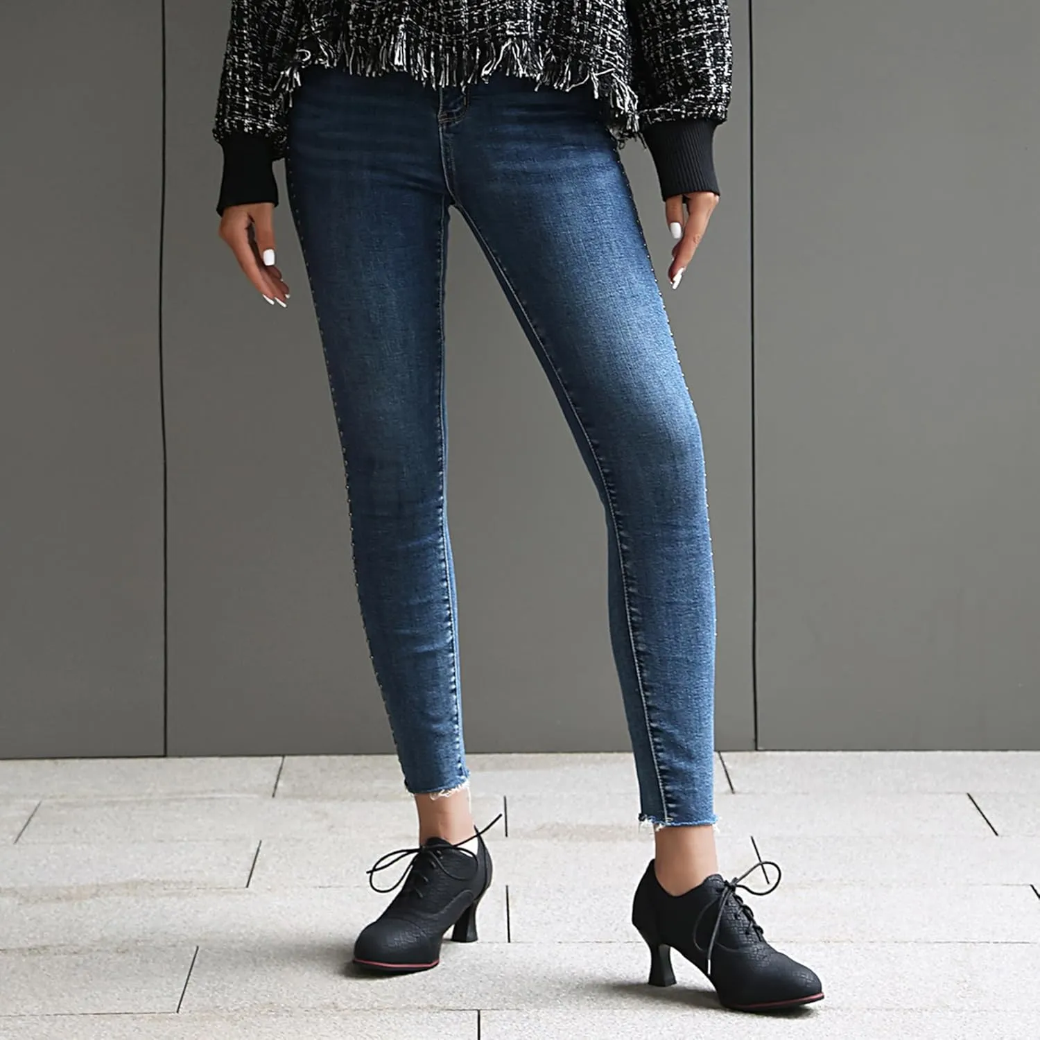 Lace Up Shoes Kitten Heel Women Brogue Oxford