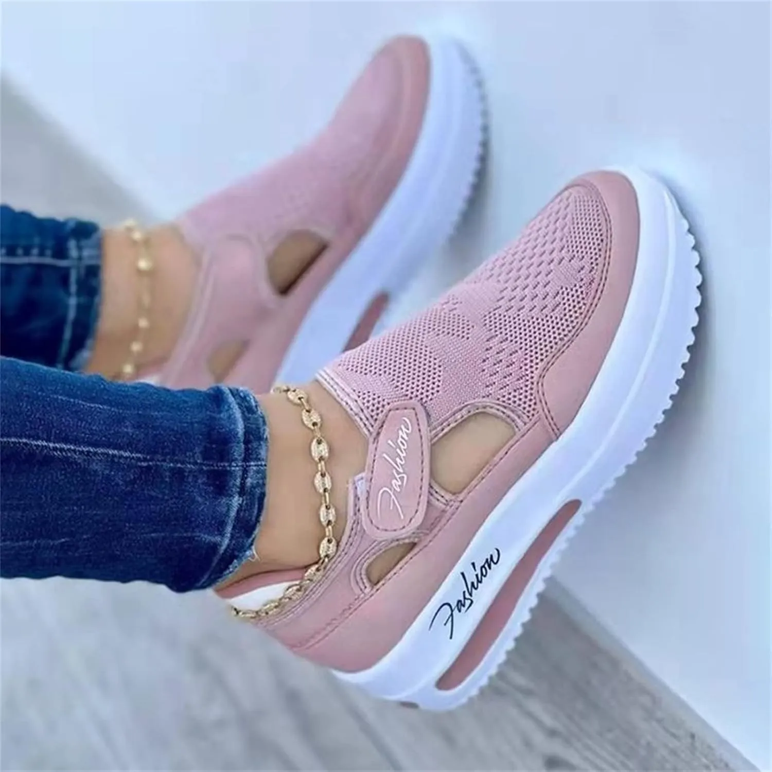 Ladmiple Shoes For Women Slip On Sneakers Breathe Walking Shoes Fashion Comfort Non Slip Platform Running Tennis Shoes