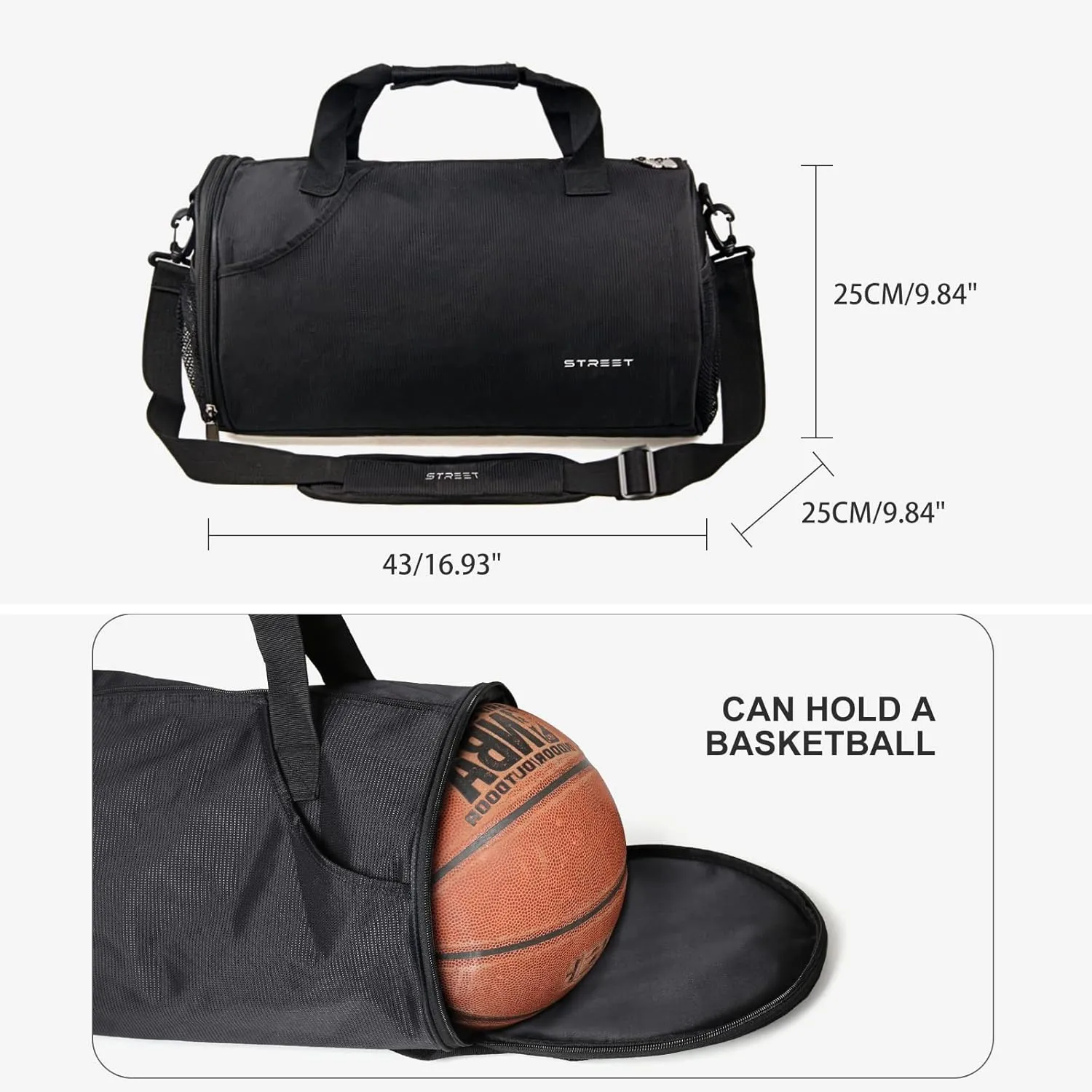 Large Sports Gym Bag for Men Women with Wet Pocket & Shoes Compartment,Travel Duffel Bag