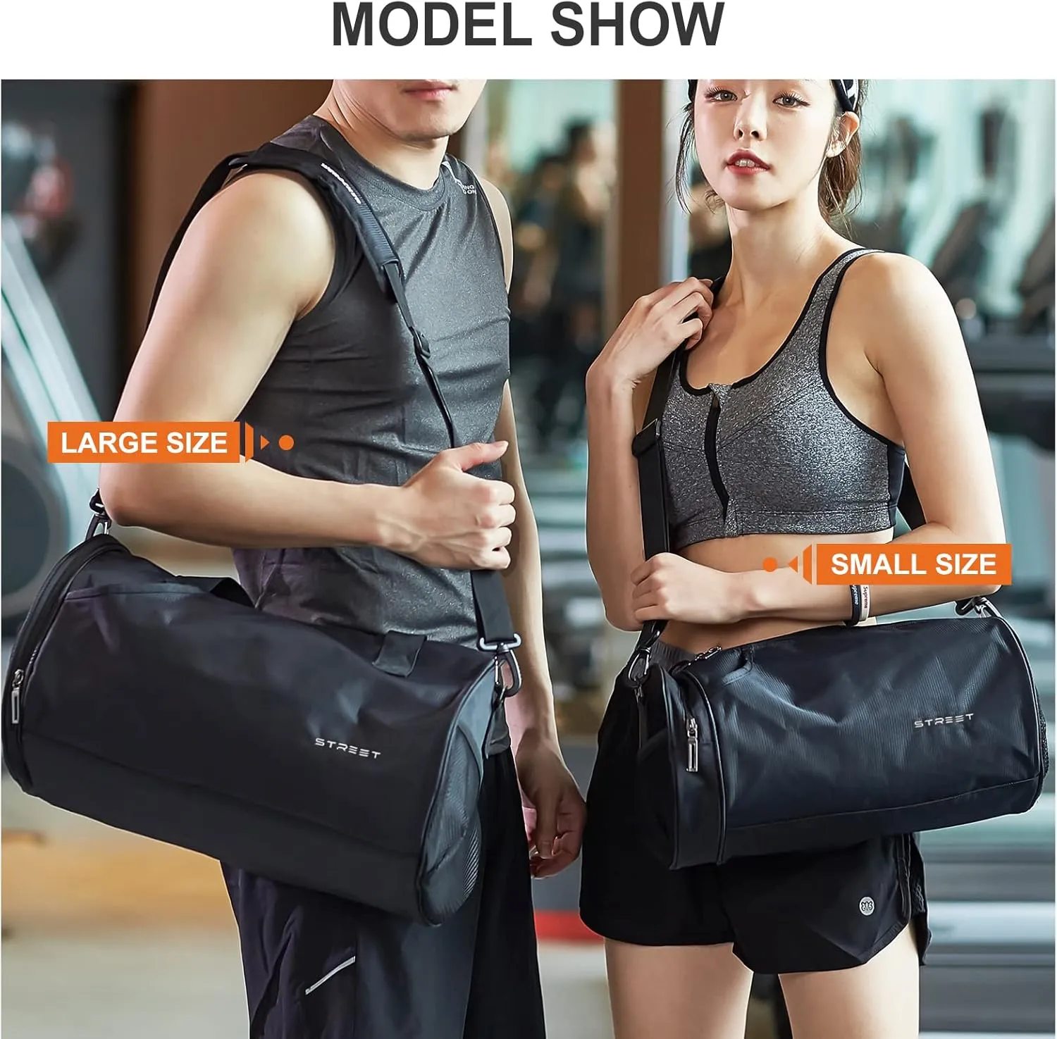 Large Sports Gym Bag for Men Women with Wet Pocket & Shoes Compartment,Travel Duffel Bag