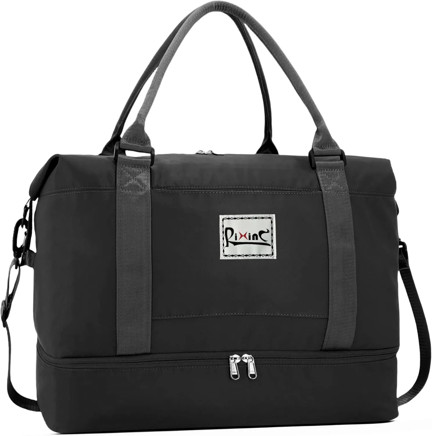 Large Travel Duffle Bag Weekender Bags for Women with Shoes Compartment, Travel Duffel Tote Carry on Overnight Bag for Travel Business Trips, Sport Yoga Gym Bag with Wet Pocket (Black)