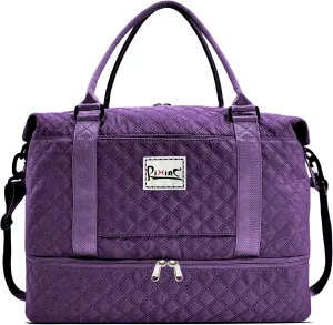 Large Travel Duffle Bag Weekender Bags for Women with Shoes Compartment, Travel Duffel Tote Carry on Overnight Bag for Travel Business Trips, Sport Yoga Gym Bag with Wet Pocket (Dark Purple)