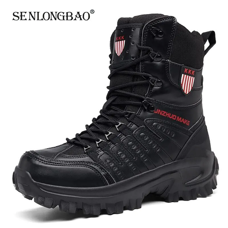Leather men's waterproof winter boots. Men's shoes