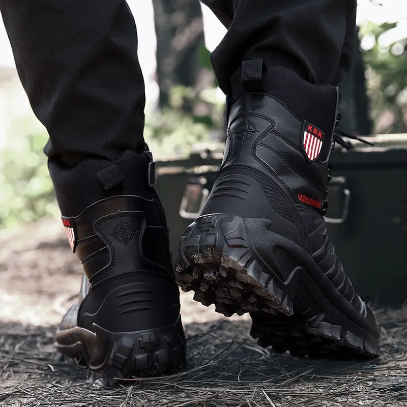 Leather men's waterproof winter boots. Men's shoes