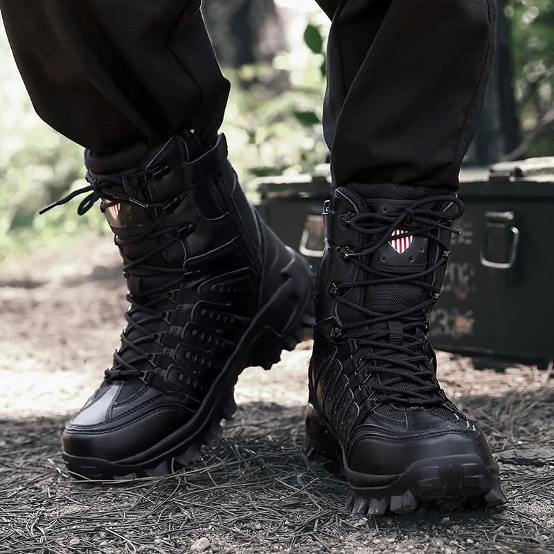 Leather men's waterproof winter boots. Men's shoes