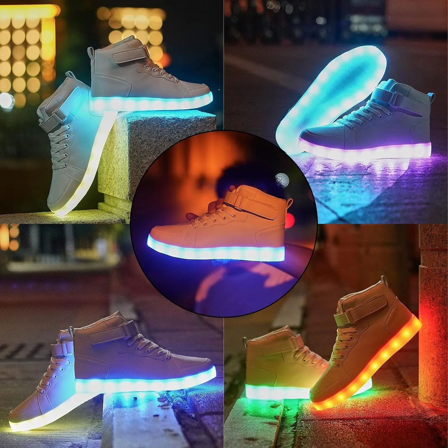 Led Light Up Shoes for Kids High Top Sneakers for Boys Girls Hip-Hop Dancing Shoes for Halloween Christmas Party with USB Charging