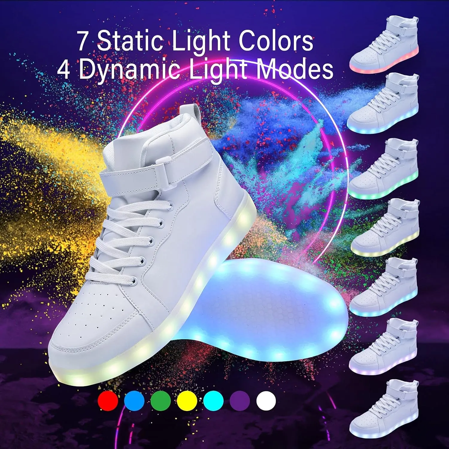 Led Light Up Shoes for Kids High Top Sneakers for Boys Girls Hip-Hop Dancing Shoes for Halloween Christmas Party with USB Charging