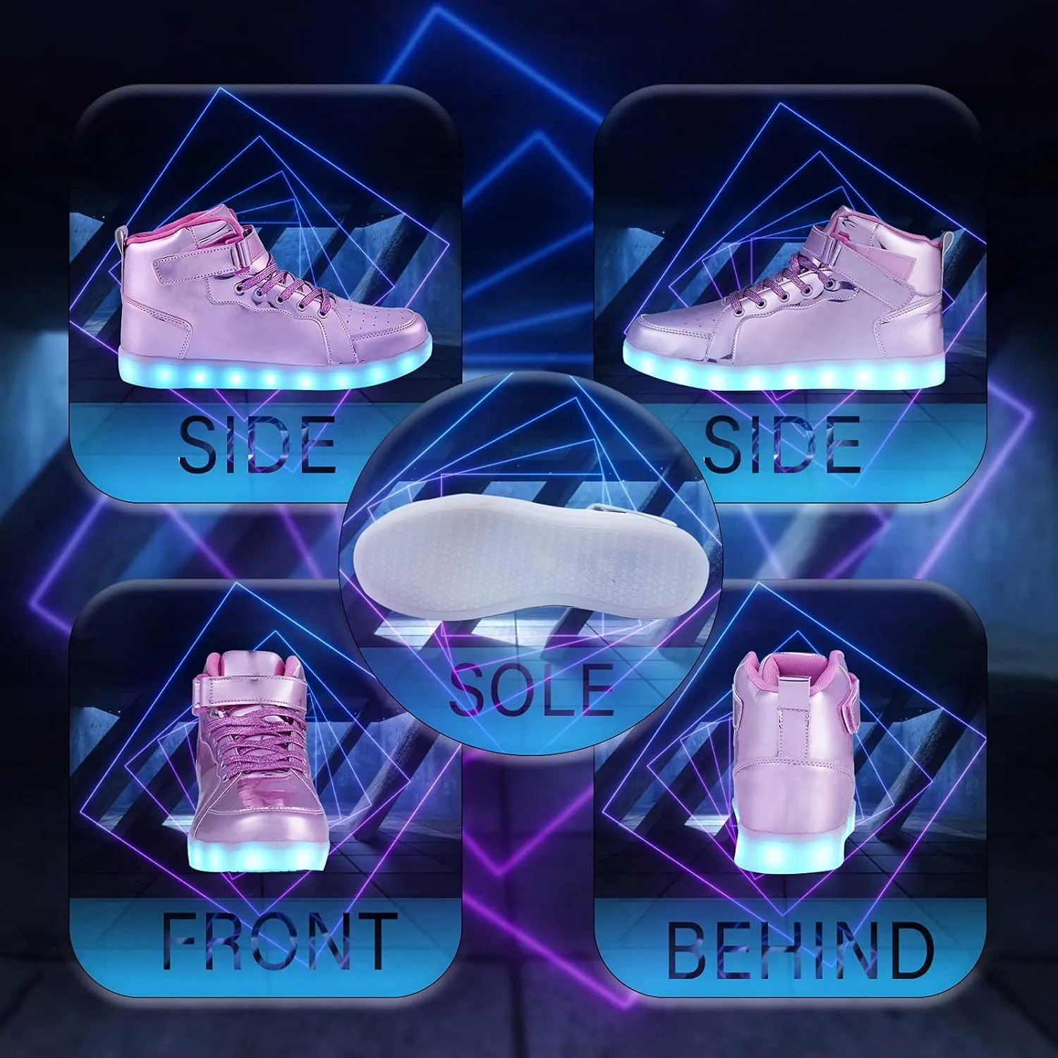Led Light Up Shoes for Kids High Top Sneakers for Boys Girls Hip-Hop Dancing Shoes for Halloween Christmas Party with USB Charging