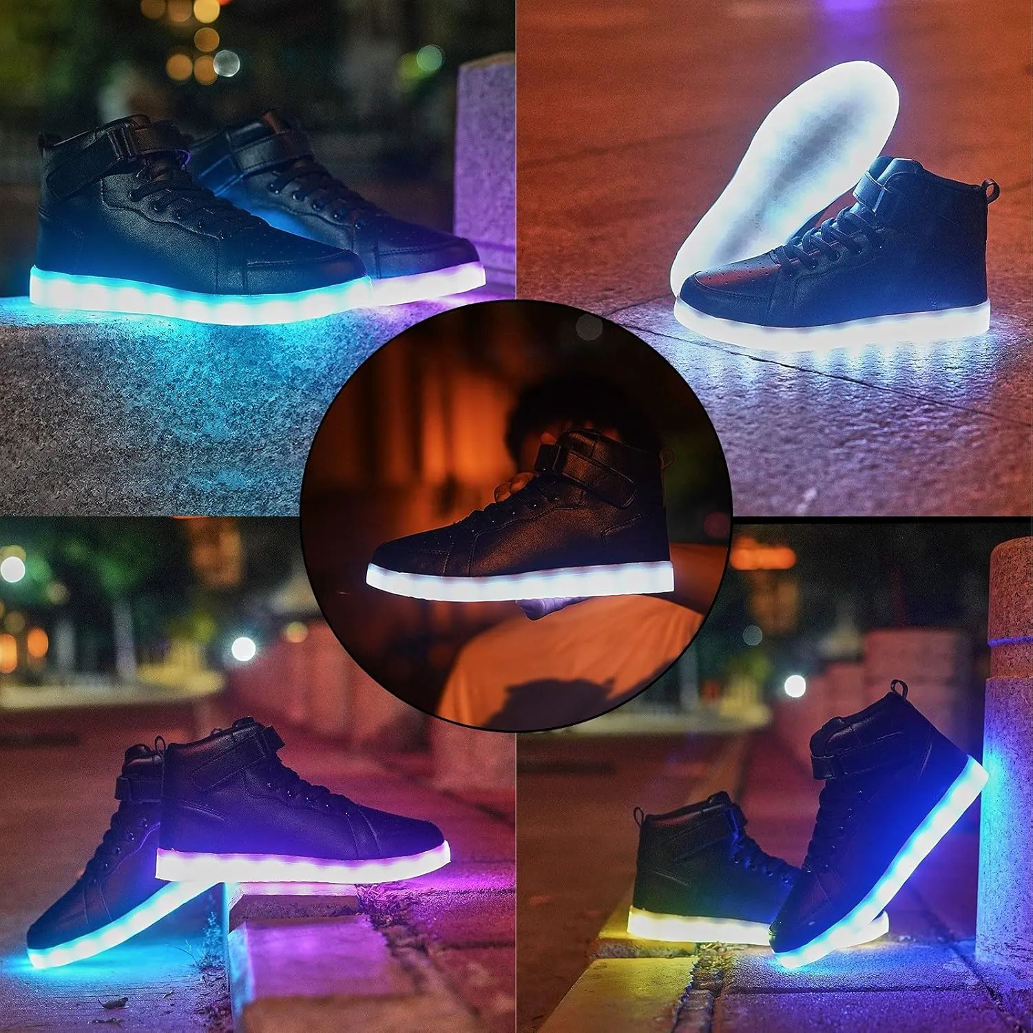 Led Light Up Shoes for Kids High Top Sneakers for Boys Girls Hip-Hop Dancing Shoes for Halloween Christmas Party with USB Charging