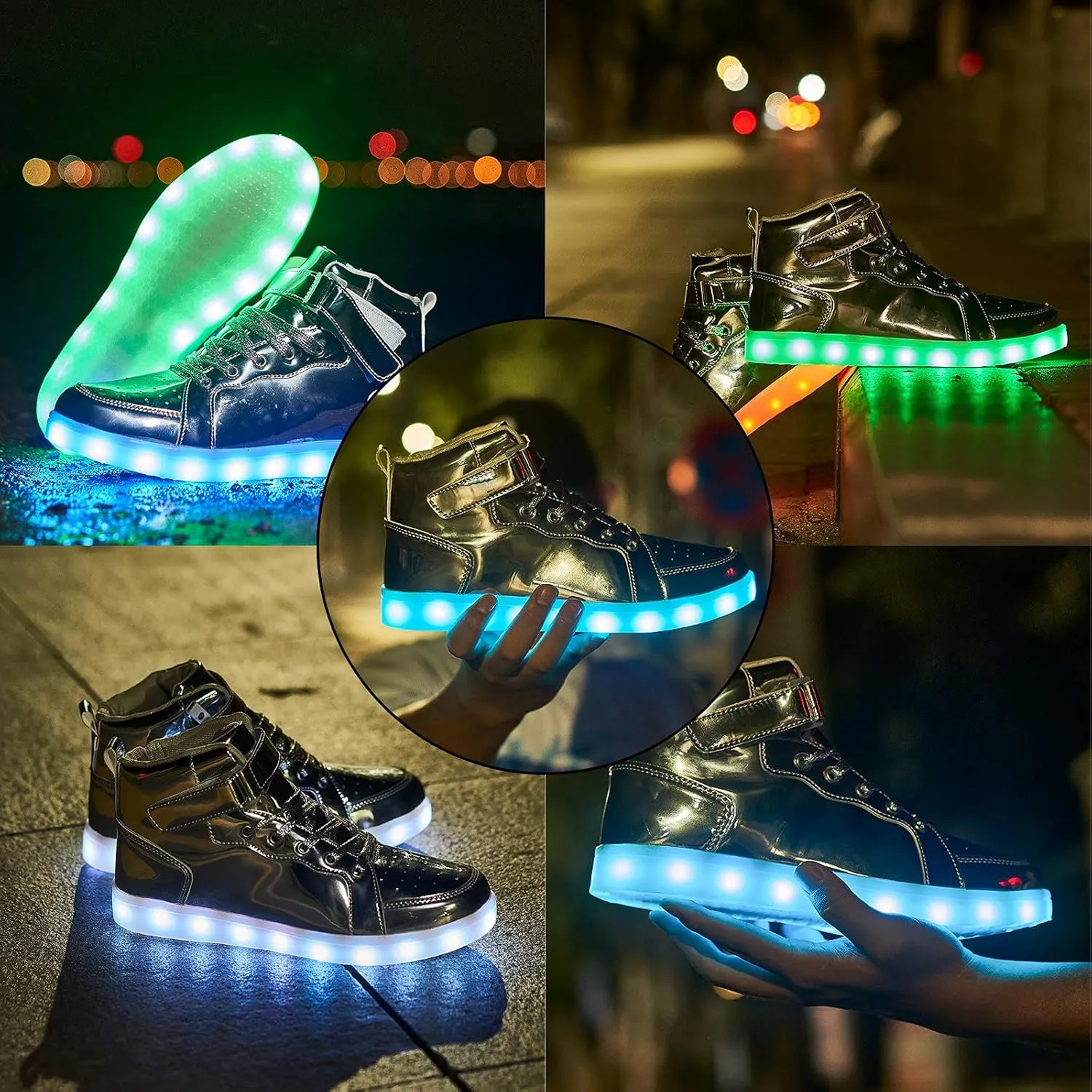 Led Light Up Shoes for Kids High Top Sneakers for Boys Girls Hip-Hop Dancing Shoes for Halloween Christmas Party with USB Charging