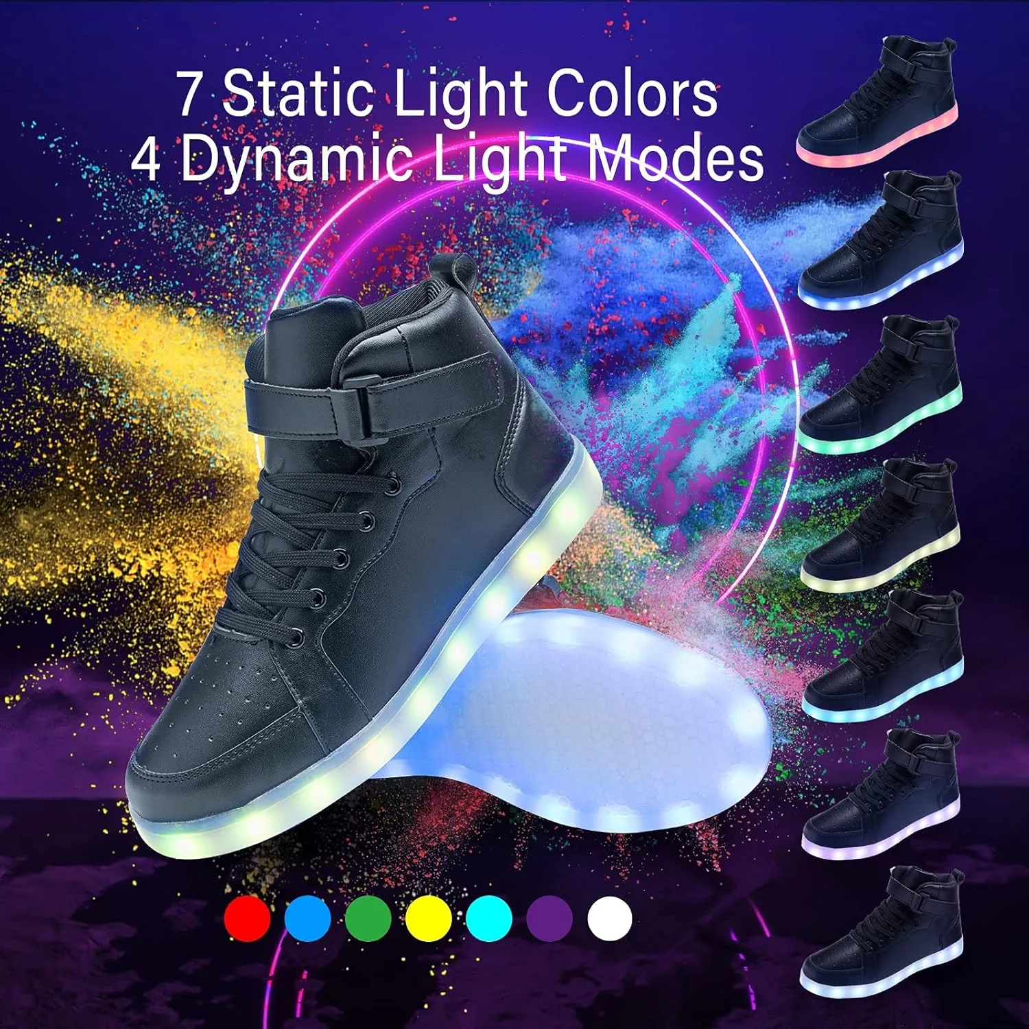 Led Light Up Shoes for Kids High Top Sneakers for Boys Girls Hip-Hop Dancing Shoes for Halloween Christmas Party with USB Charging