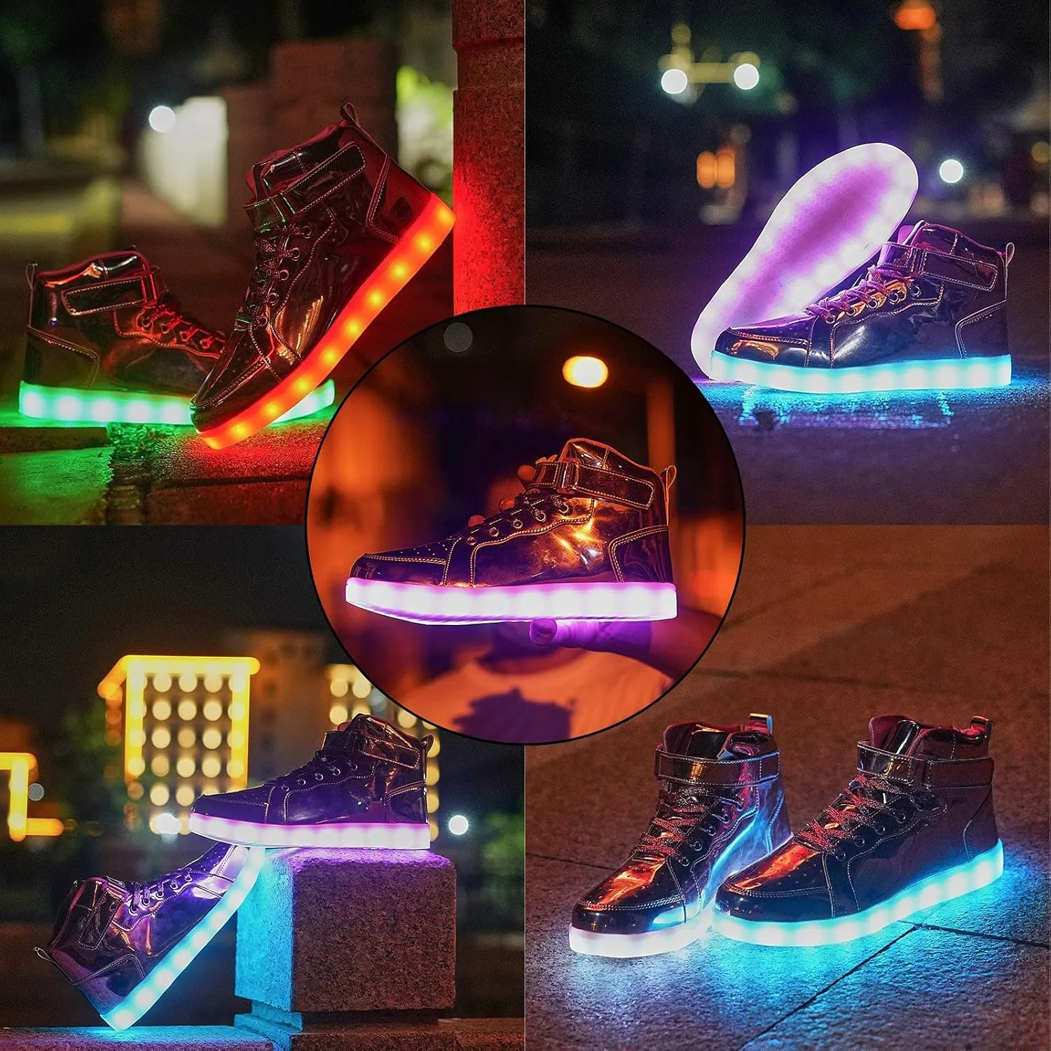 Led Light Up Shoes for Kids High Top Sneakers for Boys Girls Hip-Hop Dancing Shoes for Halloween Christmas Party with USB Charging