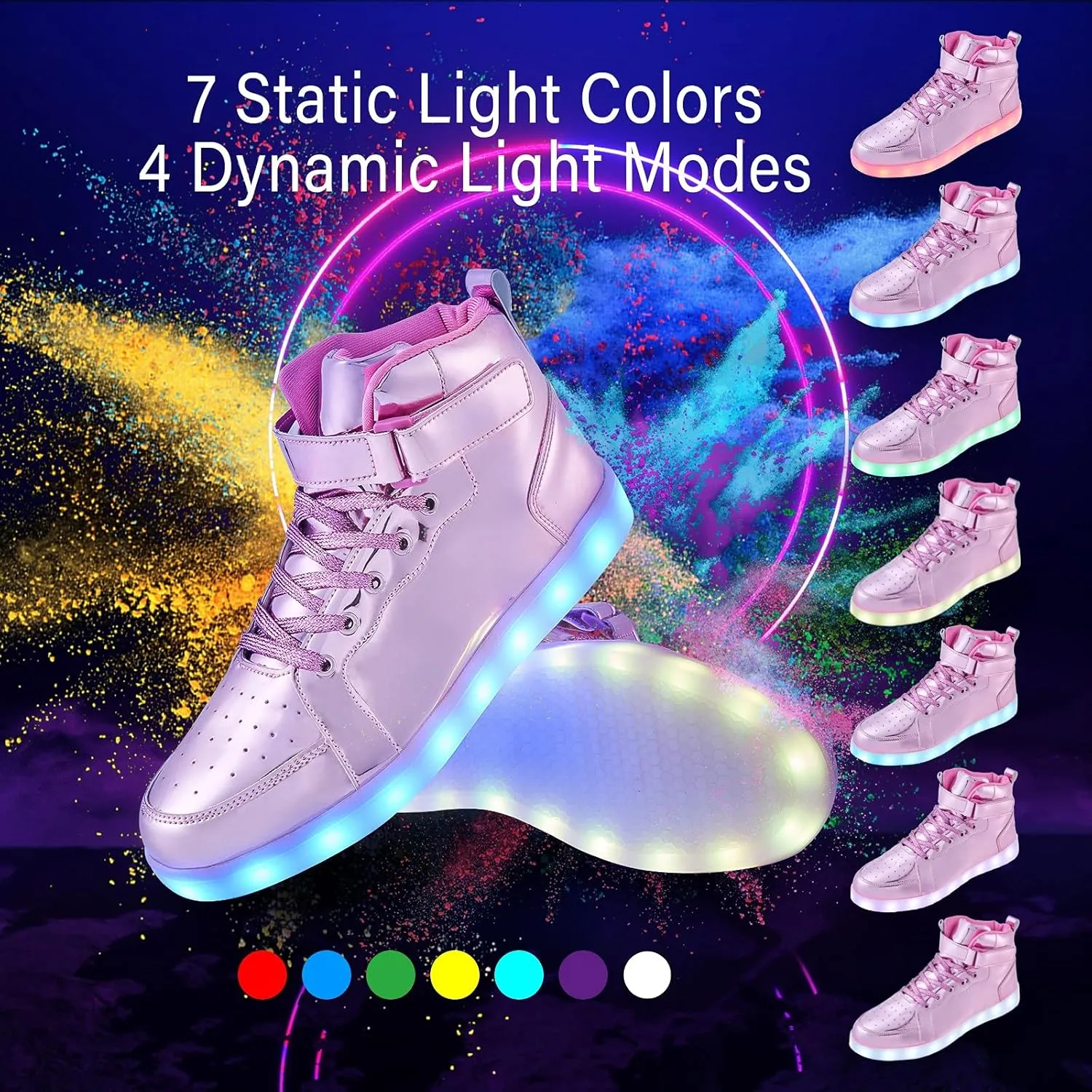 Led Light Up Shoes for Kids High Top Sneakers for Boys Girls Hip-Hop Dancing Shoes for Halloween Christmas Party with USB Charging