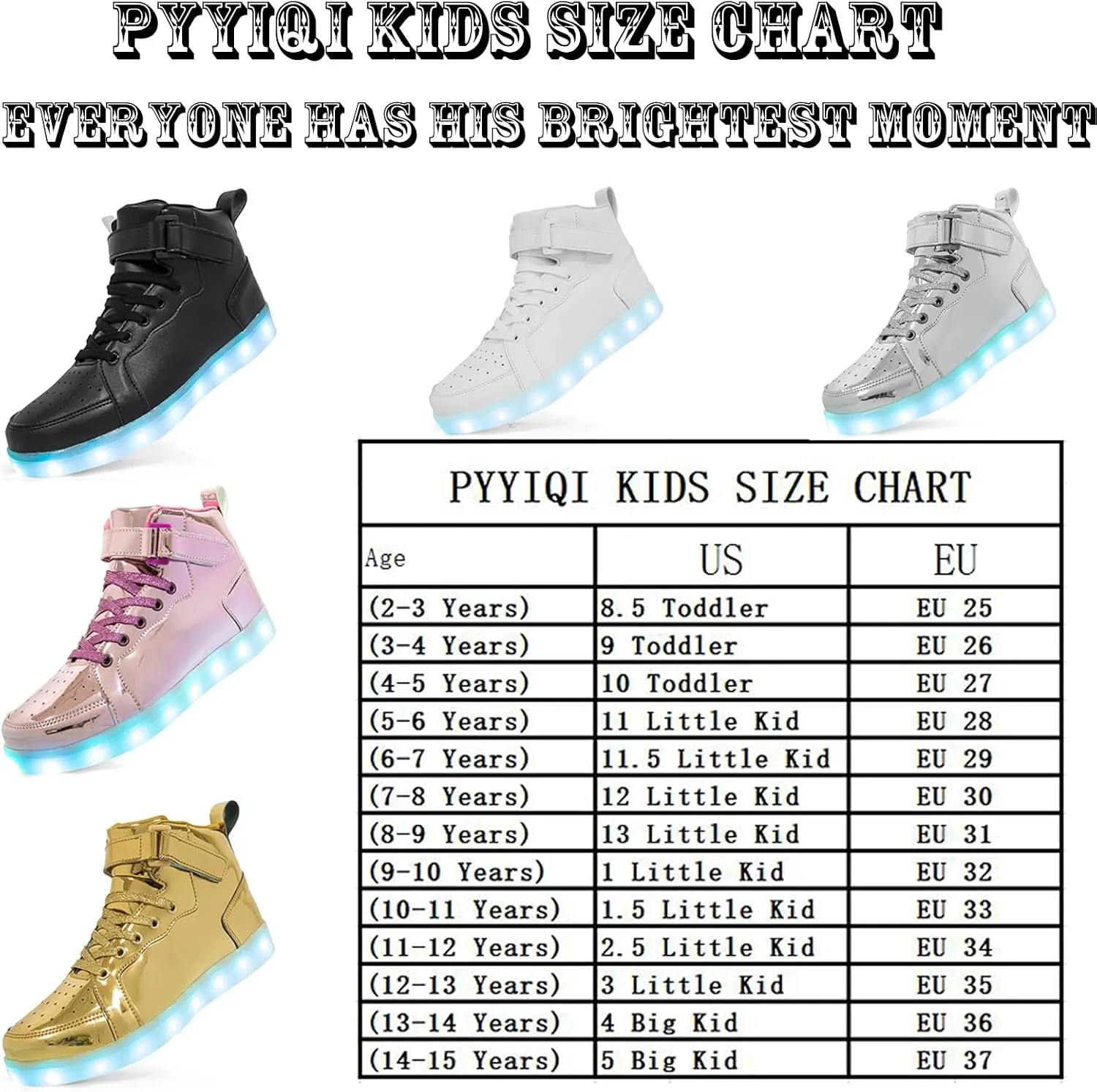 Led Light Up Shoes for Kids High Top Sneakers for Boys Girls Hip-Hop Dancing Shoes for Halloween Christmas Party with USB Charging
