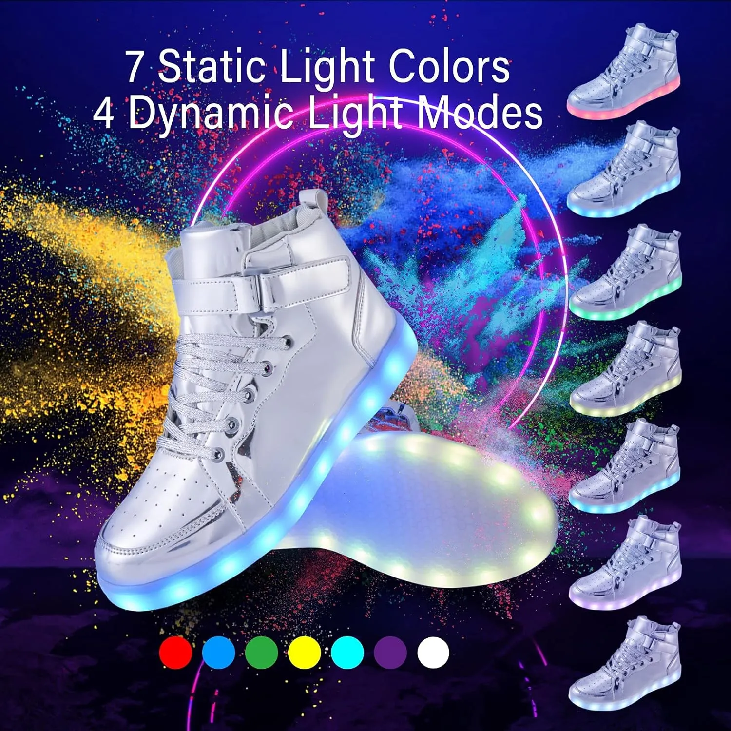Led Light Up Shoes for Kids High Top Sneakers for Boys Girls Hip-Hop Dancing Shoes for Halloween Christmas Party with USB Charging