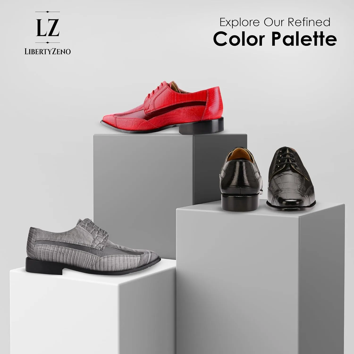 LIBERTYZENO Mens Wingtip Brogue Genuine Leather Adults Lace Up Oxford Dress Shoes for Easter Gift LS-1105