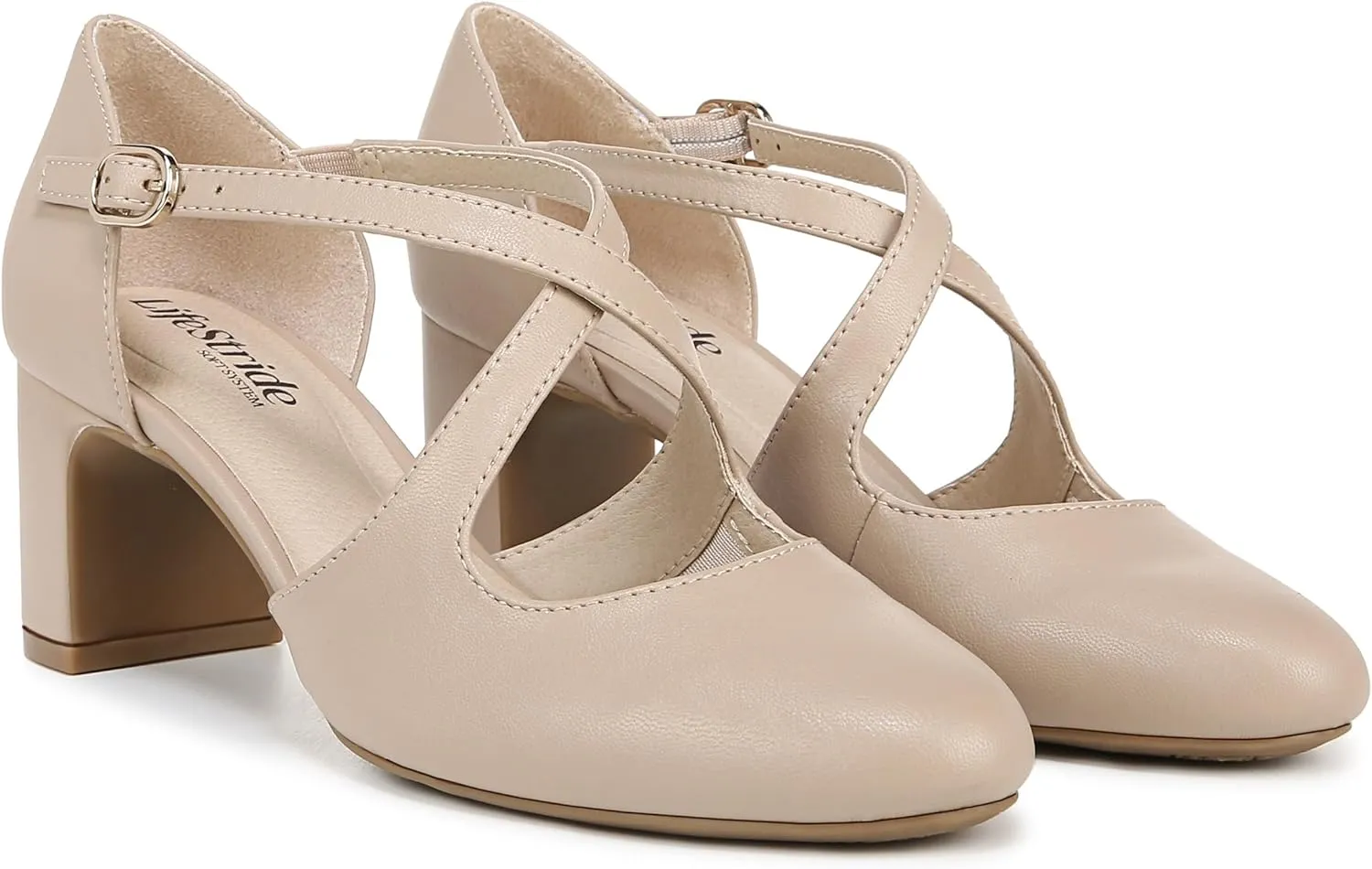 LifeStride Womens Classic Strappy Block Heel