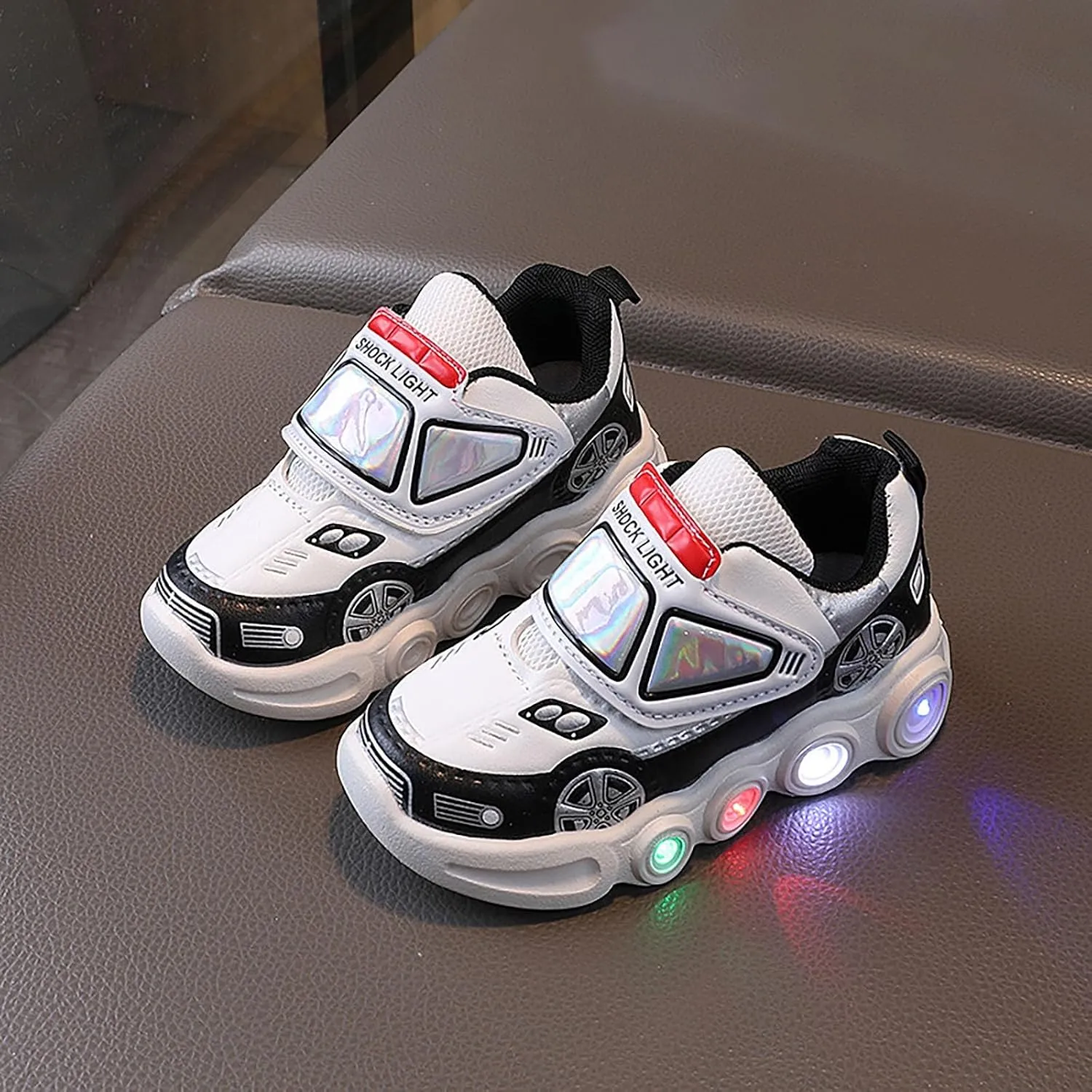 Light Up Toddler Boys Shoes Car Pattern LED Luminous Sport Sneaker, Little Fashion Cute Soft Sole Girls Size 2 Shoes