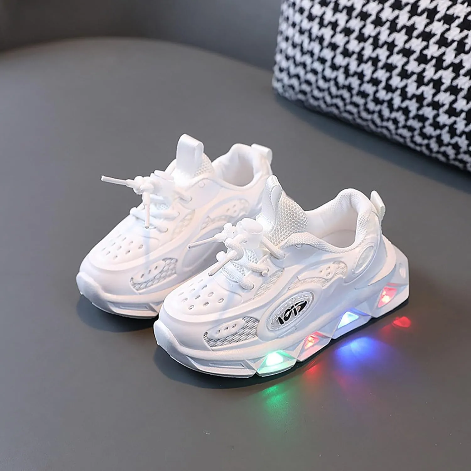 Light Up Toddler Boys Shoes Car Pattern LED Luminous Sport Sneaker, Little Fashion Soft Sole Toddler Athletic Shoe